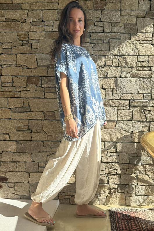 Yara Morrocan Box Top Denim